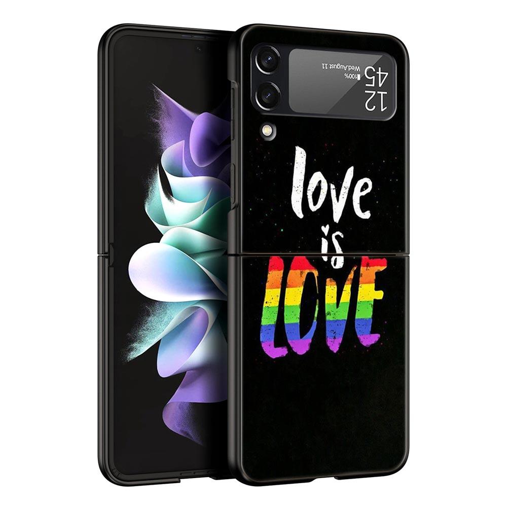 Gay Lesbian Rainbow Pride Hard PC Phone Case For Samsung Galaxy Z Flip 7 6 5 4 Black Cover For Galaxy Z Flip 3 Foldable Shell