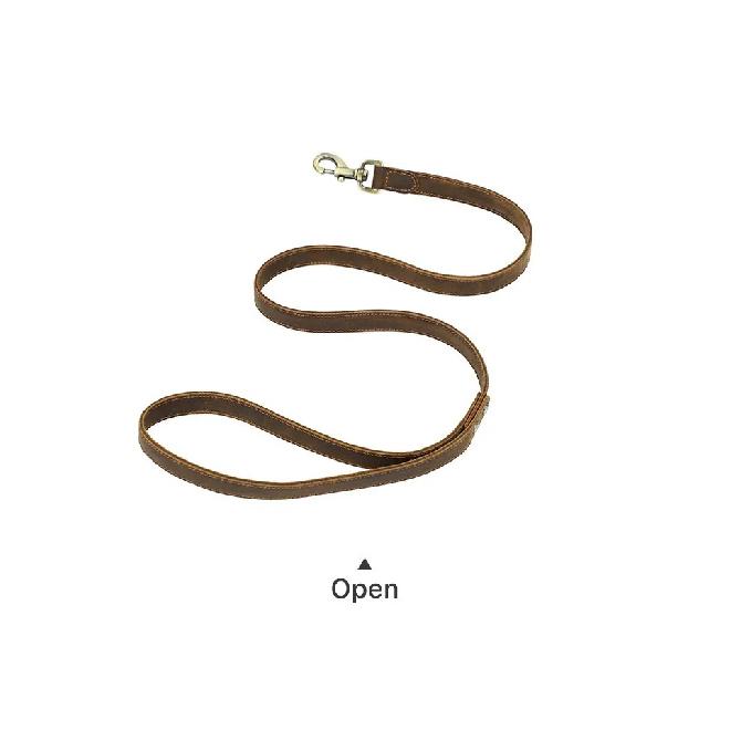 6.5 inch Hand-Made Genuine Leather Cowhide Pet Dog Leashes Accessories Collars Harnesses Leads Supplies Double-End Ventilate