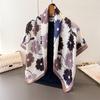 Romantic style simulation silk high-end large square scarf silk scarf printing travel shawl scarf sunscreen headscarf women's scarf