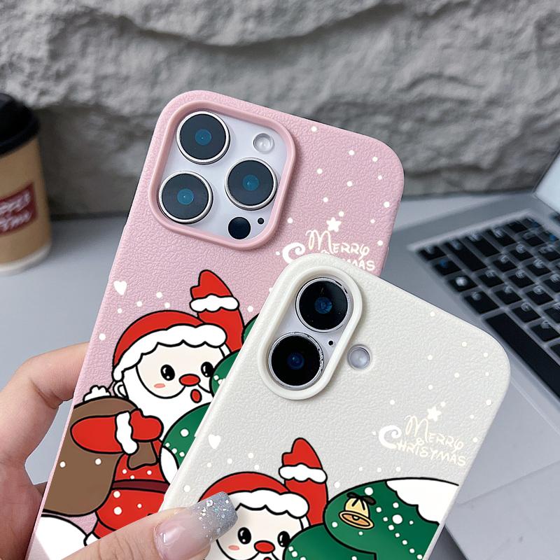 Świąteczny prezent Etui na telefon dla iPhone Air 17 16 Pro Max 15 14 13 12 Pro Max 11 16e Wstrząsoodporne Miękkie Silikonowe Pokrowiec z Teksturą Skóry