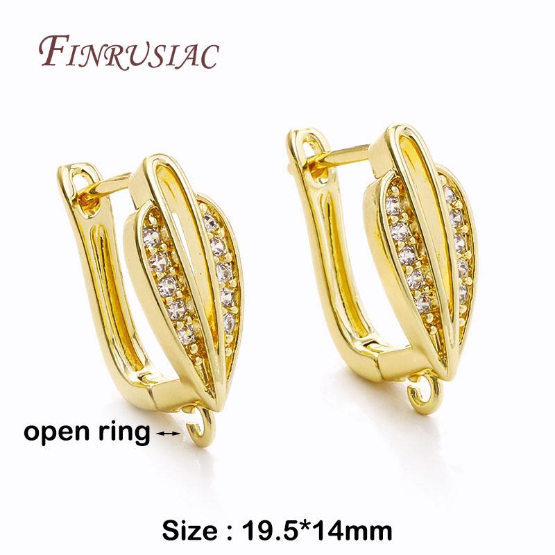 DIY Women s Earring Making Supplies 18K Gold Plated Creative Inlaid Zircon Earwire Fasteners Earring Hooks Accessories 1 pair