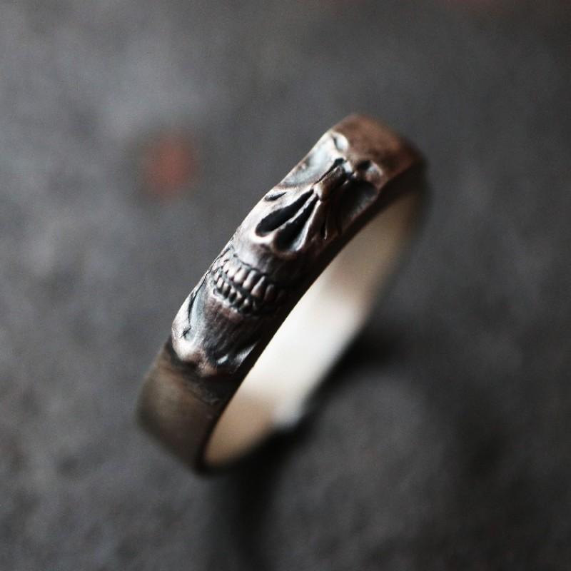 Adjustable Skull Ring Men Women Sterling Vintage Gothic Punk Statement Jewelry