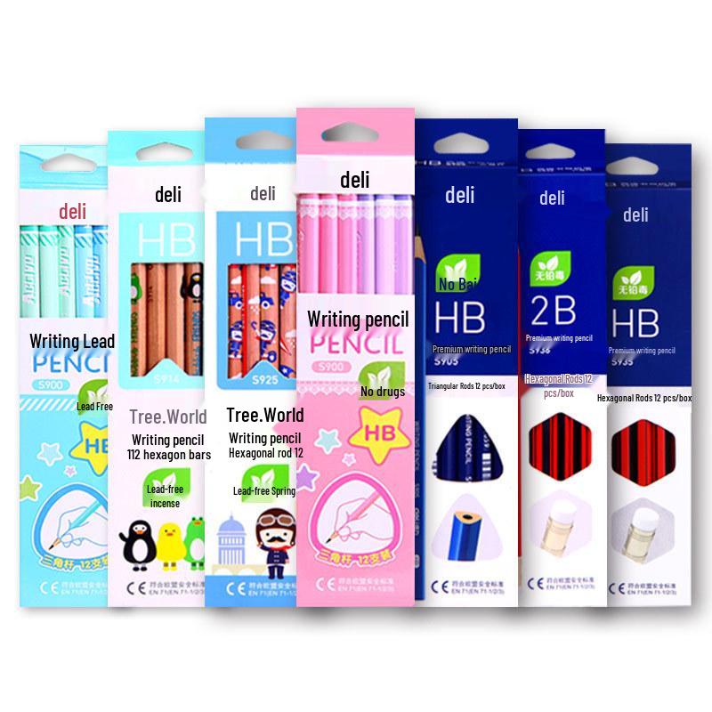 Deli Perforated 2B Pencils - HB Children's Writing & Correction Set