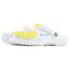 Crocs Classic clog Happy Long Live SDS Hand-Painted Ink Splash Graffiti Design Comfortable Versatile Hole Shoes Unisex White