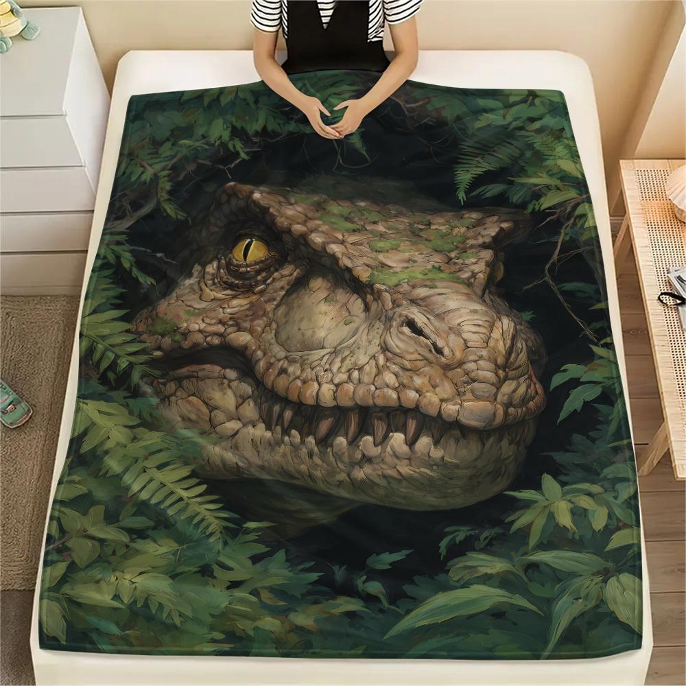 dinosaur Print Flannel Blanket, High quality Comfortable for All Seasons, Home Decor, Warmth and Comfort, Perfect for Christmas Gifts