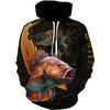 New 3D Printing Carp Fishing Men's Hoodie Fashion Outdoor Camping Pullover Clothing Wild Enthusiast Hooded Sweatshirt