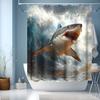 Sea Life Shower Curtain, Washable Shark Pattern Printed Shower Curtain Waterproof Bathroom Decoration 180X180Cm