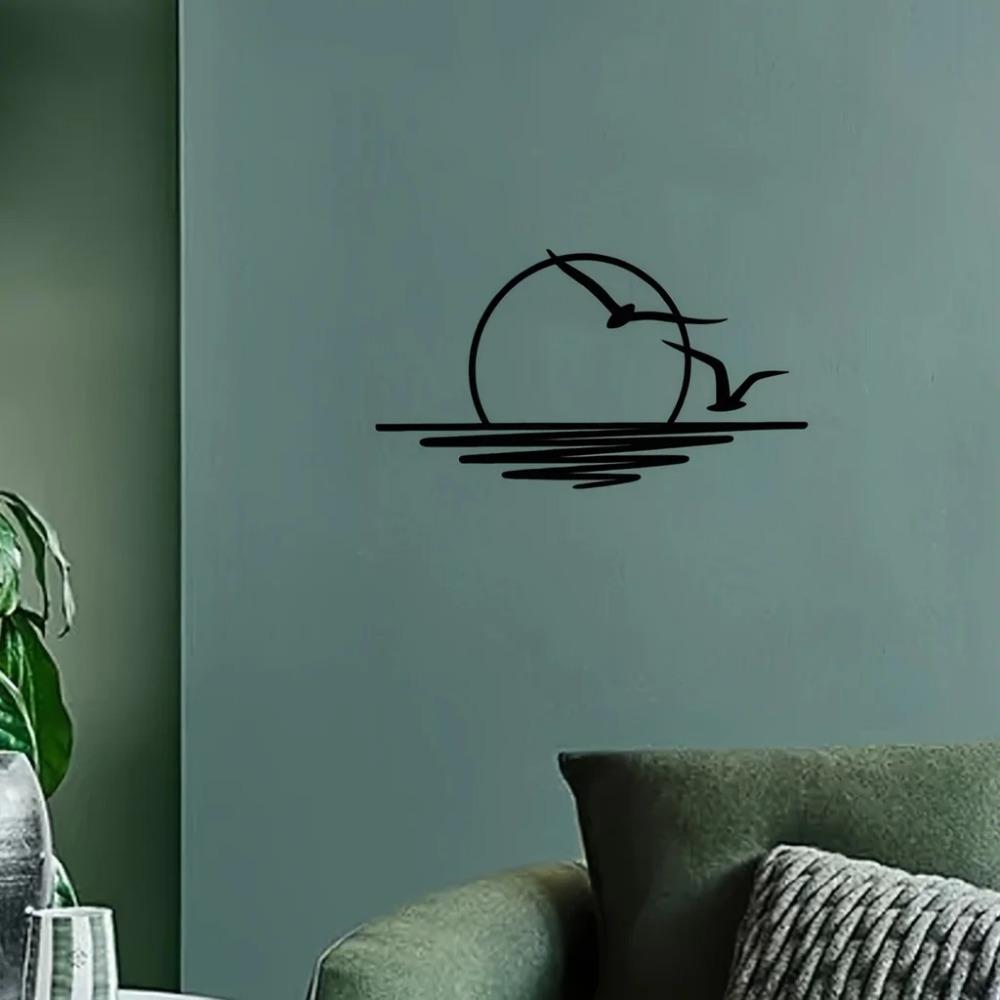 1-teiliges Dekor mit Sonnenaufgangsmotiv – atemberaubende Wandkunst-Dekorationen für die klassische Raumaufwertung im Wohnzimmer mit Metall-Wandbehang.