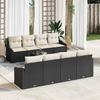 9 Piece Sofa Set with Cushions in Black and Cream Poly Rattan