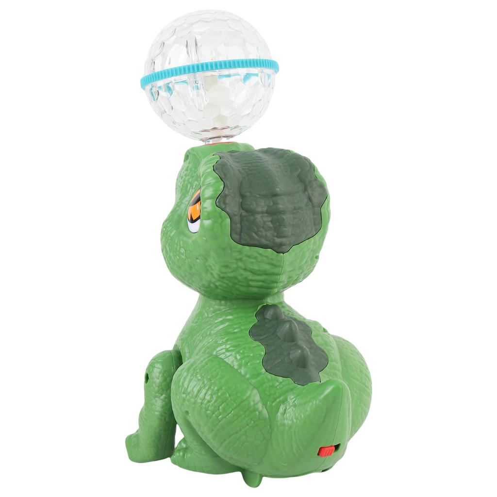 Elektryczna zabawka dinozaur z obracającą się kulą na górze, interaktywna zabawka dinozaur z muzyką i światłem dla dzieci