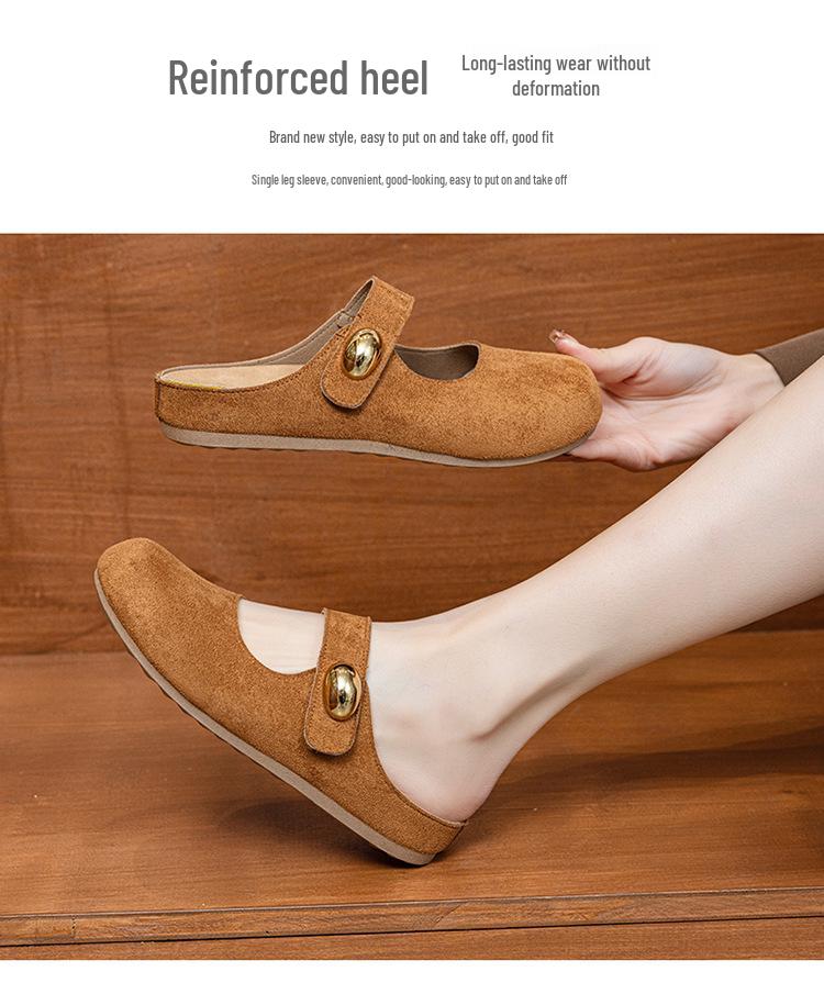 Versatile Women's Closed-Toe Retro Mules with Thick Soles - 2026 Spring Slip-On Casual Shoes