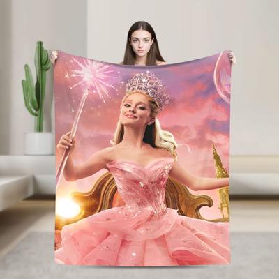 Blanket Travel Office Wicked Elphaba & Glinda Tonal  Throw Blanket Flannel Bedspread For Couch Chair Street Trend Sofa Bed Cover