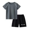 2 Piece Summer Children's Multi-Color Sports Casual Short-Sleeved Shorts Set for Boys and Girls Simple T-Shirt Black Breathable