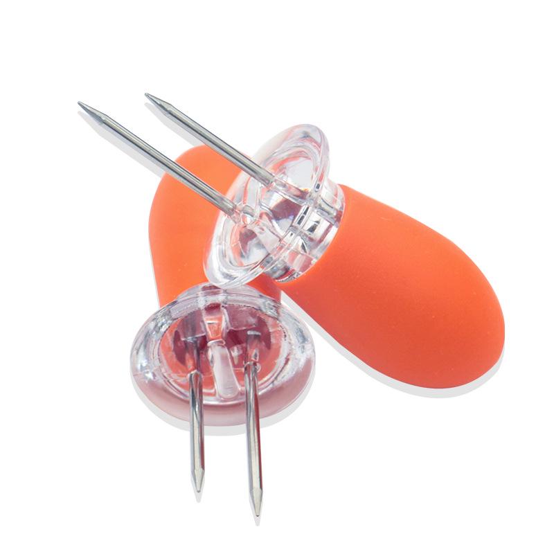 Stainless Steel BBQ Corn Skewer with Rubber Handle