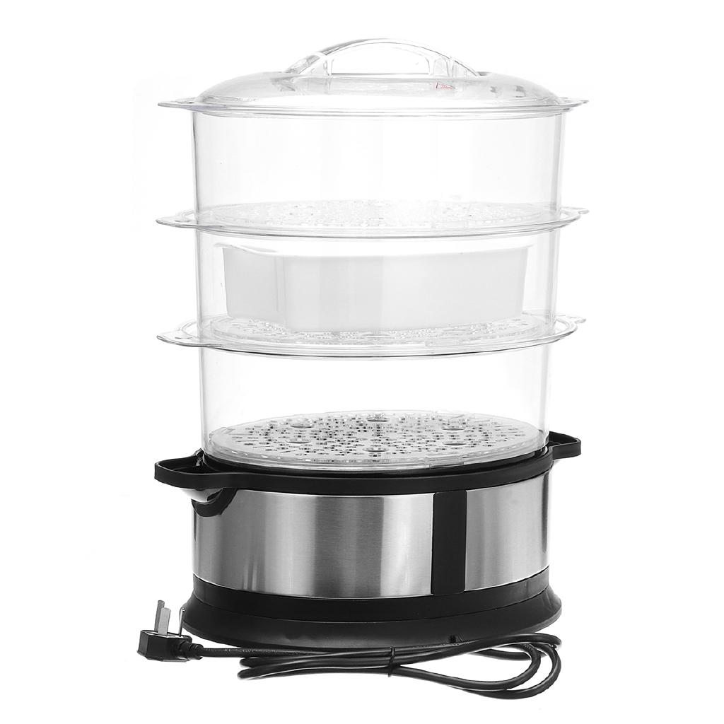 800W 9L 3 Tiers Electric Food Steamer Timing Home Food Steamer Kitchen Fish Cooking Machine Vegetable Pot Cooker Tools