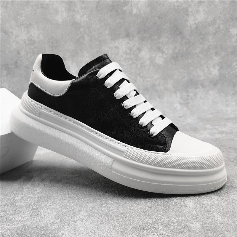 Fashion Men'S Genuine Leather Little White Shoes Men'S First-Layer Cowhide Single Shoes Korean Version Of Trendy Casual Shoes Versatile Board Shoes