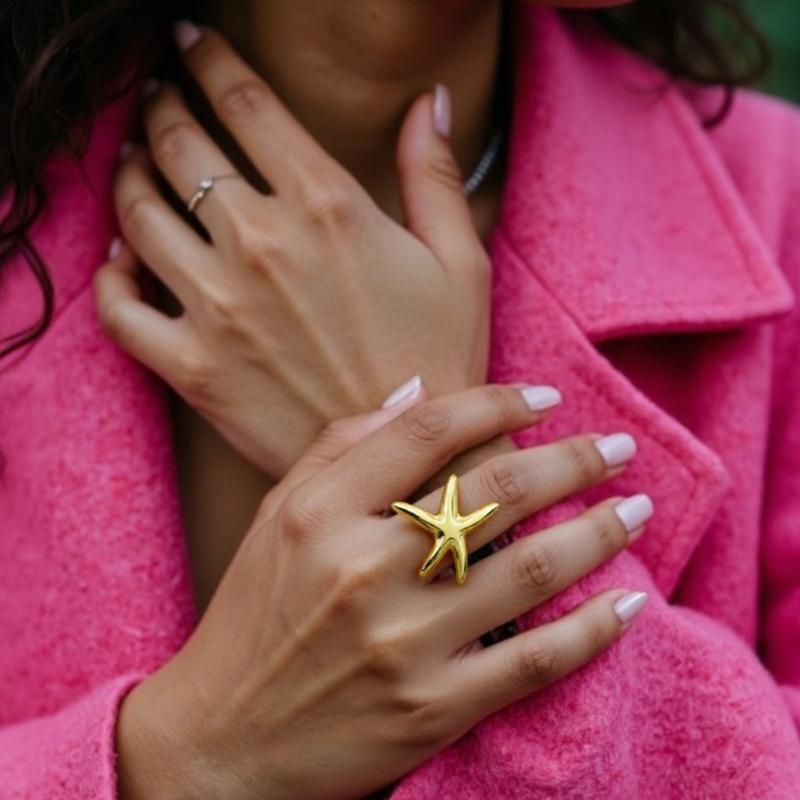 Comfortable Wear Starfish Rings With Adjustable Designs Portable for Ocean Lovers Stylish Outfits Daily Use Casual Wear