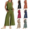 Sommar Jumpsuit för kvinnor Bekväm Casual ärmlös veckad väst Byxor med vida ben Ni-punktsbyxor Casual kostym