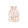 Girl Summer Flower Pattern Sleeveless Shorts Set For Kids 3 To 8 Years