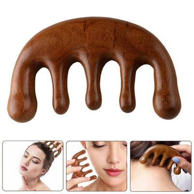 Sandal Ağacı Saç Derisi Masaj Tarağı Çok Fonksiyonlu Meridyen Tarağı Ahşap Geniş Dişli Yüz Baş Vücut Masaj Aleti Guaşa Fırçalama Aleti