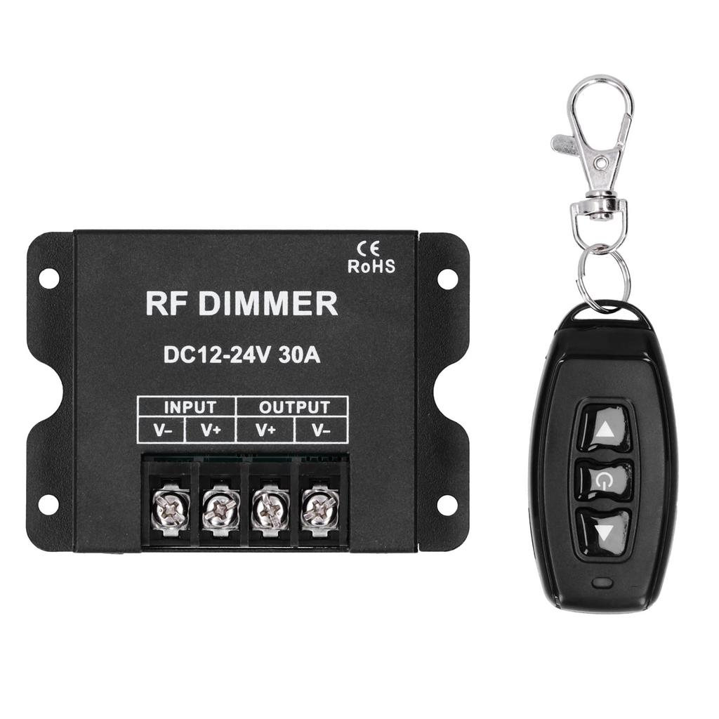 Jeffergarden LED Dimmer, PWM Digital Control, with RF Remote Control, Stepless Dimming, 30m Operating Range, for LED Strip Lights and Spotlights,