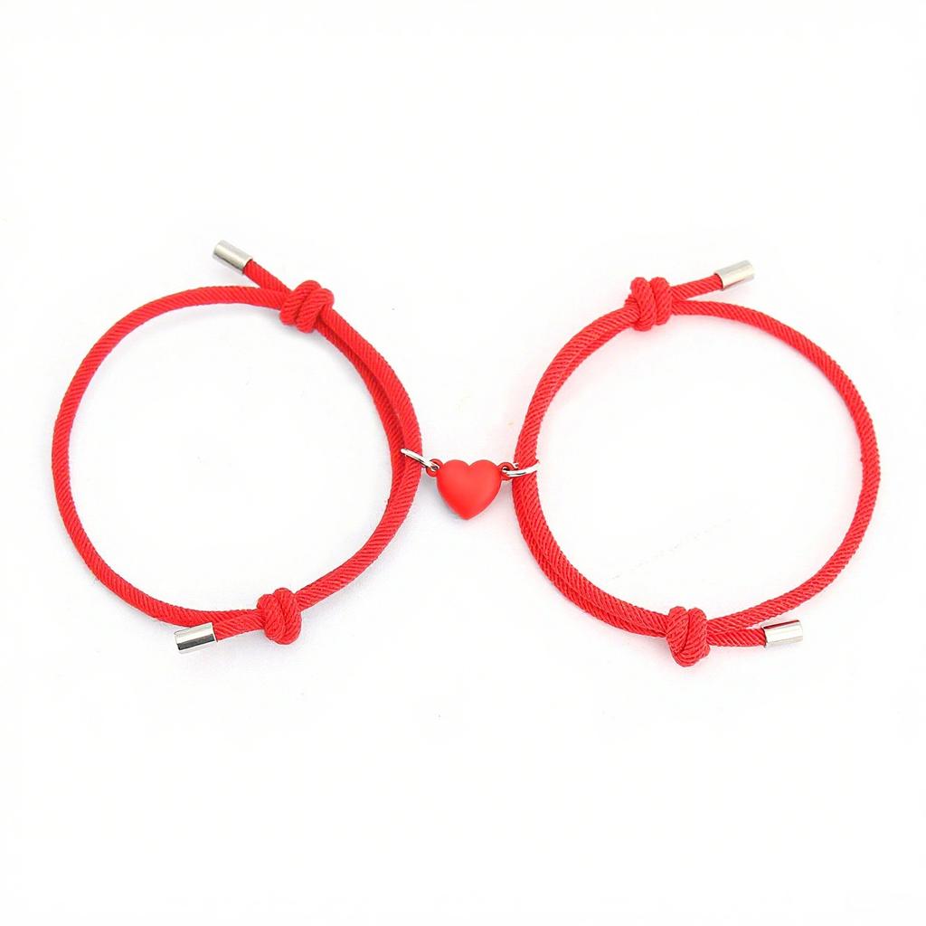 Milan Rope Heart Magnet Couple Bracelets Set for Men and Women