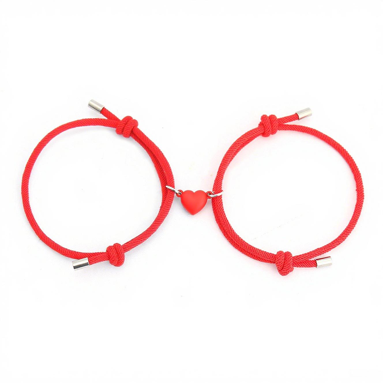 

Milan Rope Heart Magnet Couple Bracelets Set for Men and Women