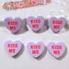 10Pcs New Cute Cartoon Heart Shaped KISS ME Series Flat Back Ornament Jewelry Bows Accessories