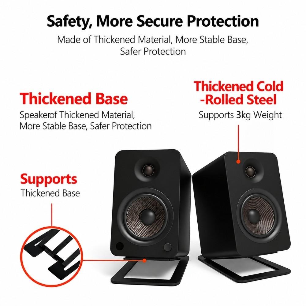 2PCS Tilted Speaker Risers Anti Vibration Pad Aluminum Speaker Stands  Desktop Use