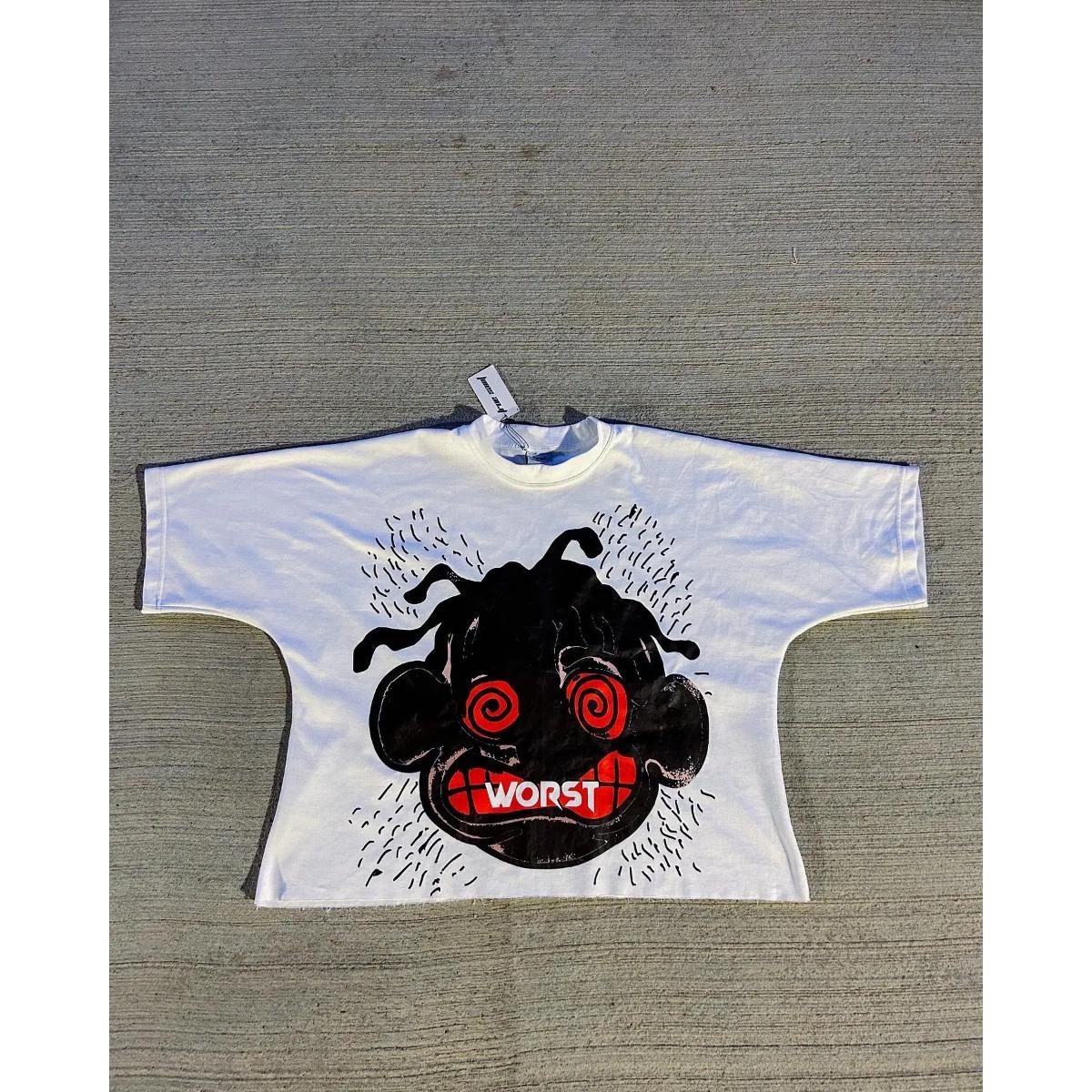 

RogueWave Харадзюку Графическая футболка оверсайз Готическая повседневная хлопковая футболка с коротким рукавом XL