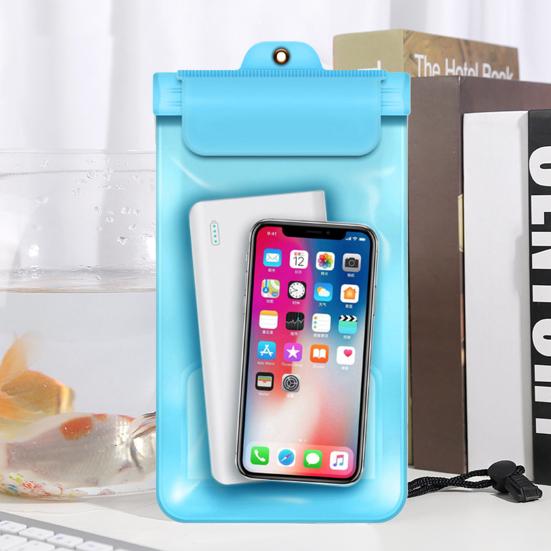 1 set di custodia per telefono cellulare impermeabile touchscreen luminoso antigraffio in PVC antipioggia borsa per cellulare sport acquatici