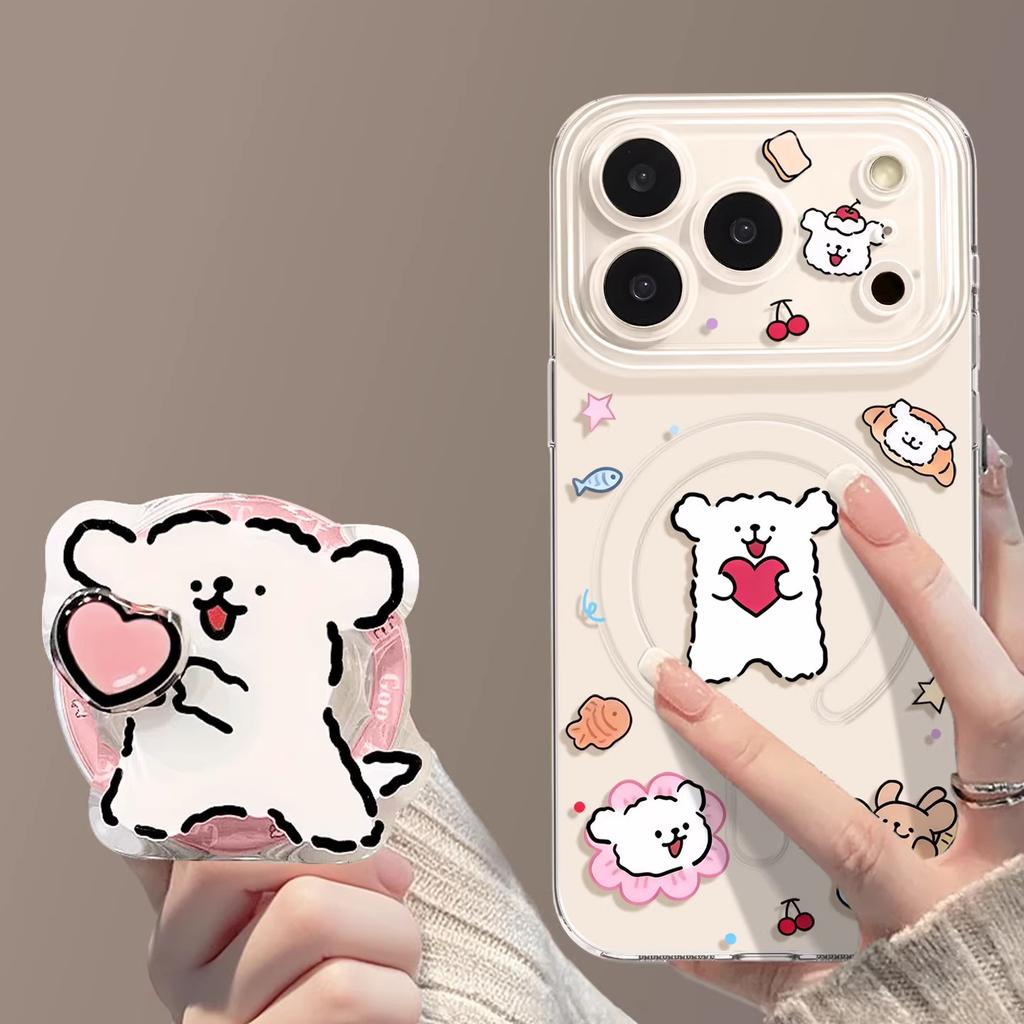 Magnetic Mobile Phone Case with Bracket for Iphone17 Love Puppy 16promax Apple 15 Cute 14 New Set