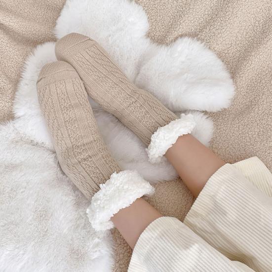 Fuzzy Warm Slipper Socks for Women Cozy Fluffy Fleece Lined Home Floor Socks with Grippers Winter Soft Thermal Sleep Socks