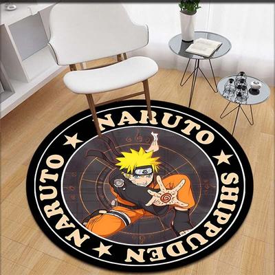Anime Naruto Print Teppich Teppiche Runder Teppich für Wohnzimmer Bodenmatte Flanell Anti-Rutsch-Matte für Kinder