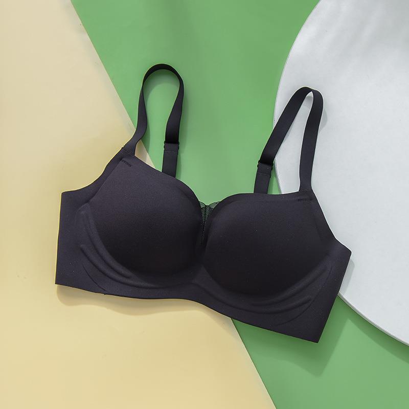 Simple gathering bra, seamless mesh yarn, smooth surface without steel ring underwear, large anti-sagging, sub-breasts adjustment bra