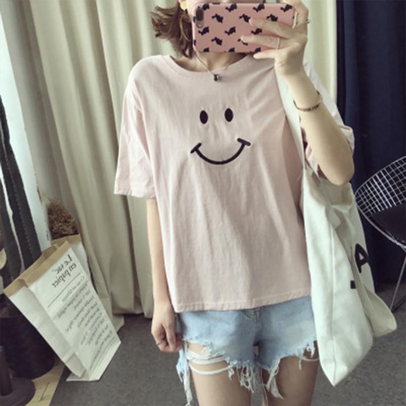 New Summer Korean Style Student Women's Short-sleeved T-shirt for Female Students' Clothes Loose Top Base Shirt for Women