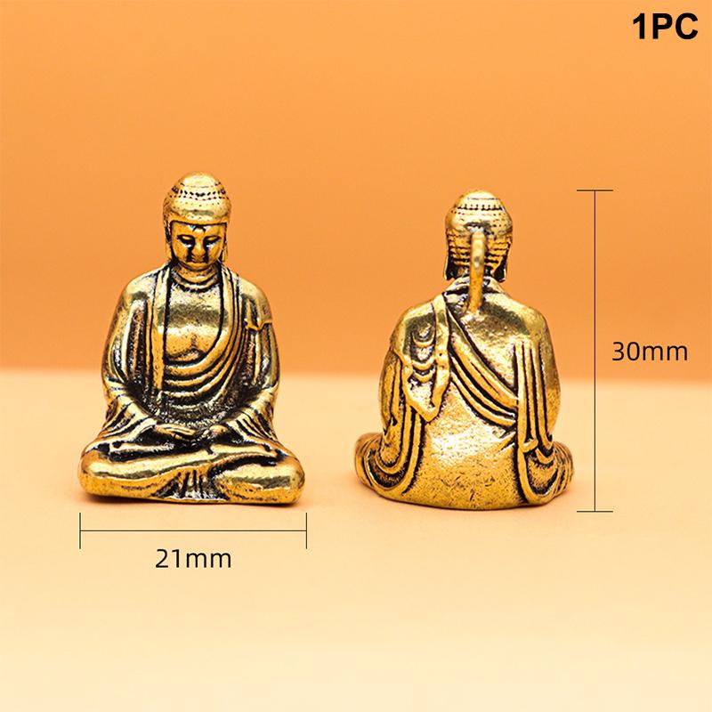 Čistá mosaz miniaturní dekorace Buddhy Šákjamuni domácí dekorace miniaturní figurka