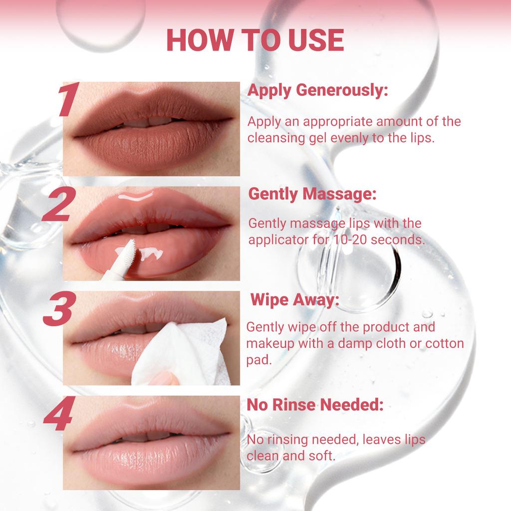 Jemný čisticí a exfoliační gel 2 v 1, Dodává se s masážní silikonovou kartáčkovou hlavicí pro péči o oči a rty Odličovací pečující gel