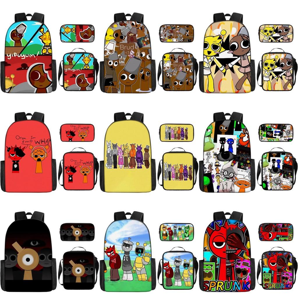 Game Incredibox Sprunki Pattern Large Capacity Three Piece Students School Bag