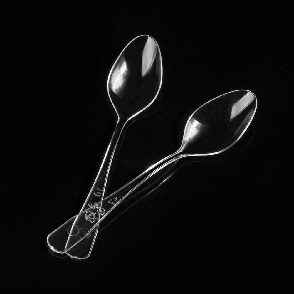 500-100pcs Dessert Scoop PS Hard Plastic Disposable Sundae Scoop Trial Scoops for Banquet Restaurant Kitchens Flatware Supplies