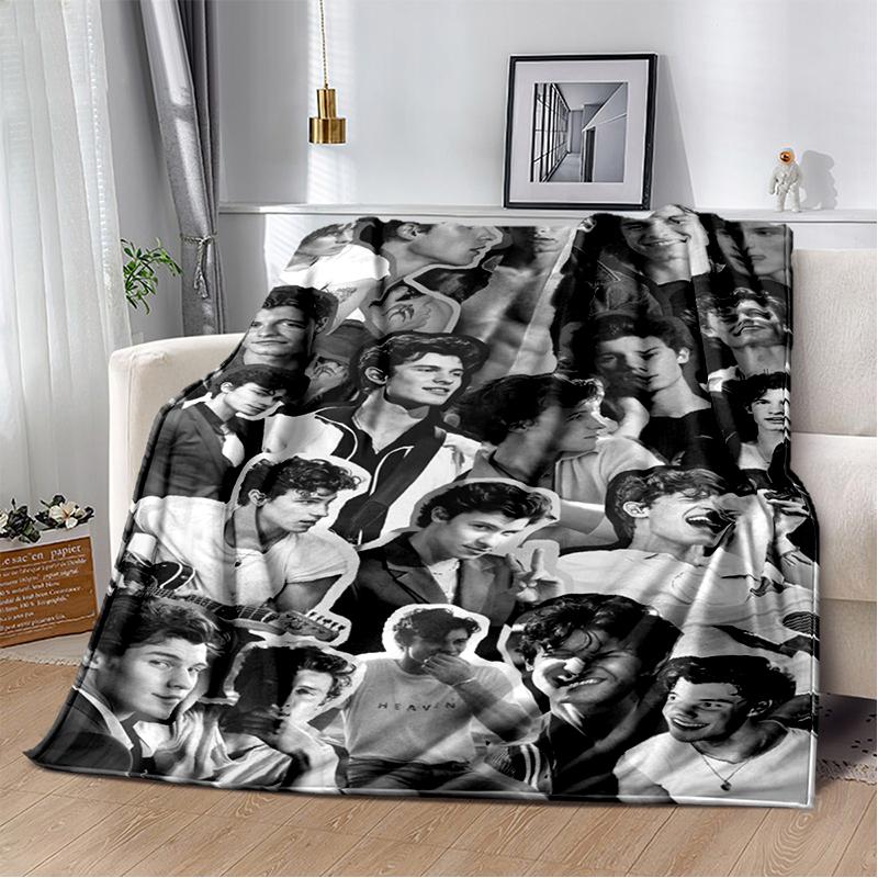 3D Shawn Mendes Handwritten Singer Soft Plush Blanket,Flannel Blanket Throw Blanket for Living Room Bedroom Bed Sofa Kid Gift