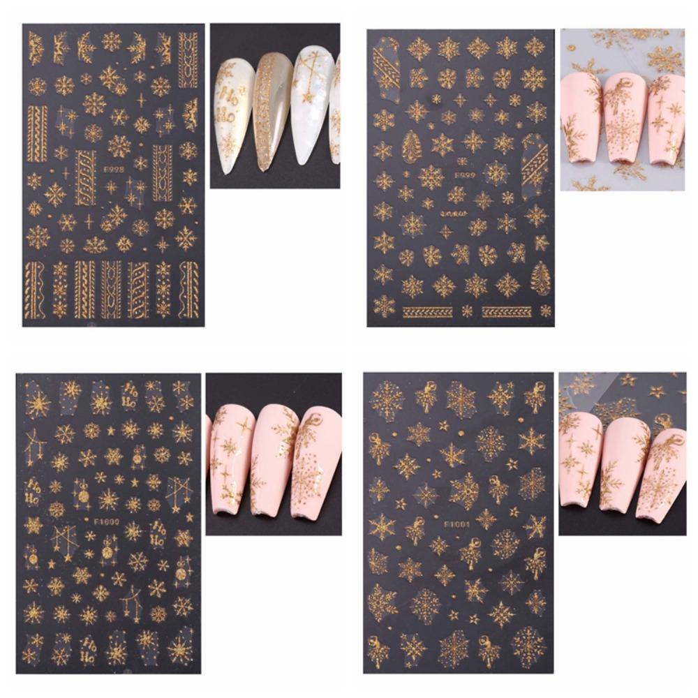 DIY Nail Charms Christmas Bronzing Nail Decals Christmas Snowflake Nail Decorations  Girls