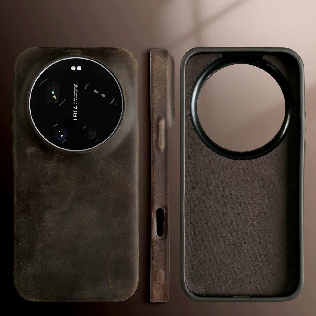 Genuine Crazy Horse Leather Case for Xiaomi 17 Ultra 17 Pro Max 15 Mi 14 13T Business Slim Fit Soft Leather Full Body Shockproof Protective Cover