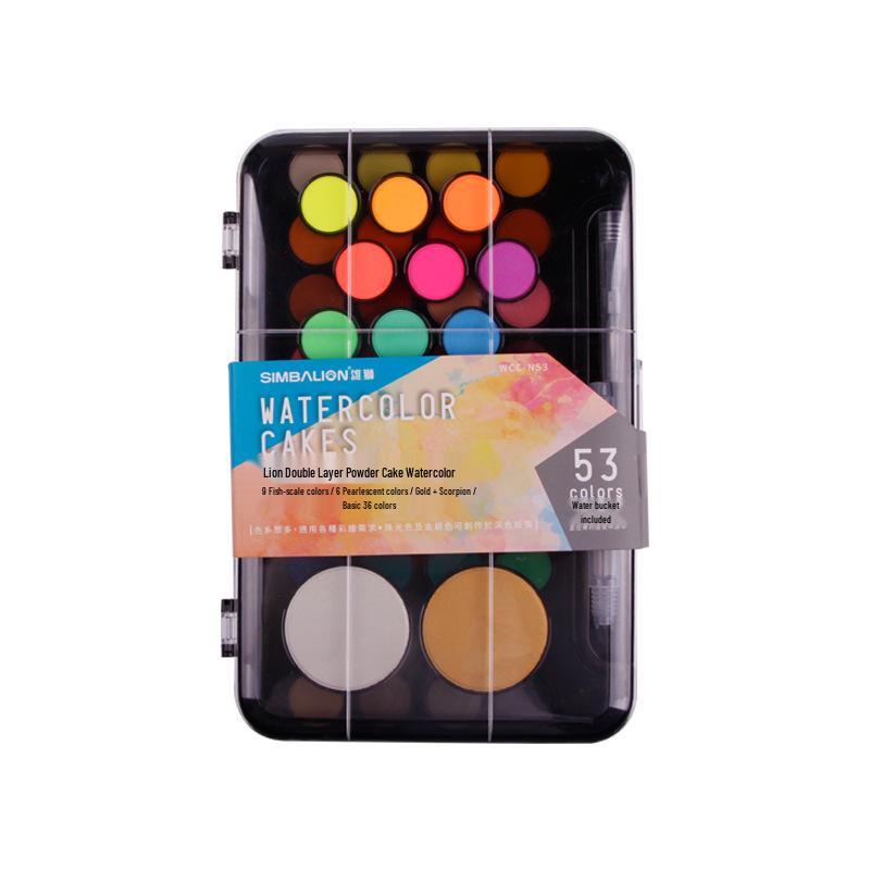 Xiongshi 36-Color Children's Solid Watercolor Paint Set with Compact Transparent Case