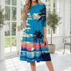 Damen Freizeitkleid Mittellang Rundhalsausschnitt Kurze Ärmel Hawaiianischer Print Lockere Passform Sommerkleid für den täglichen Gebrauch
