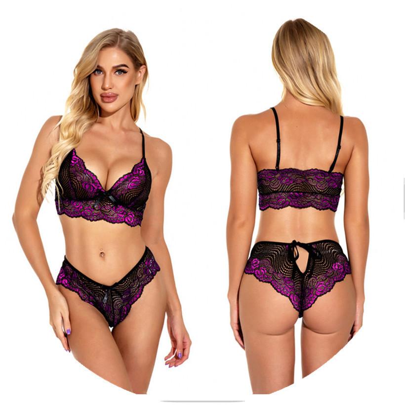 

Новый кружевной тонкий комплект сексуального бюстгальтера из коллекции имеет двойную грудь и большую грудь, а также маленькое нижнее белье. S