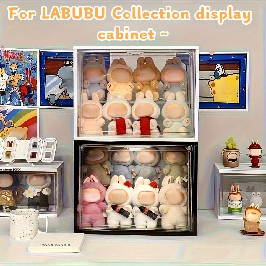 LABUBU Plush Toy Display Box Pendant Cute Doll Stand Cabinet Clear Storage Case Dust-Proof for Figurines Protective Shelf