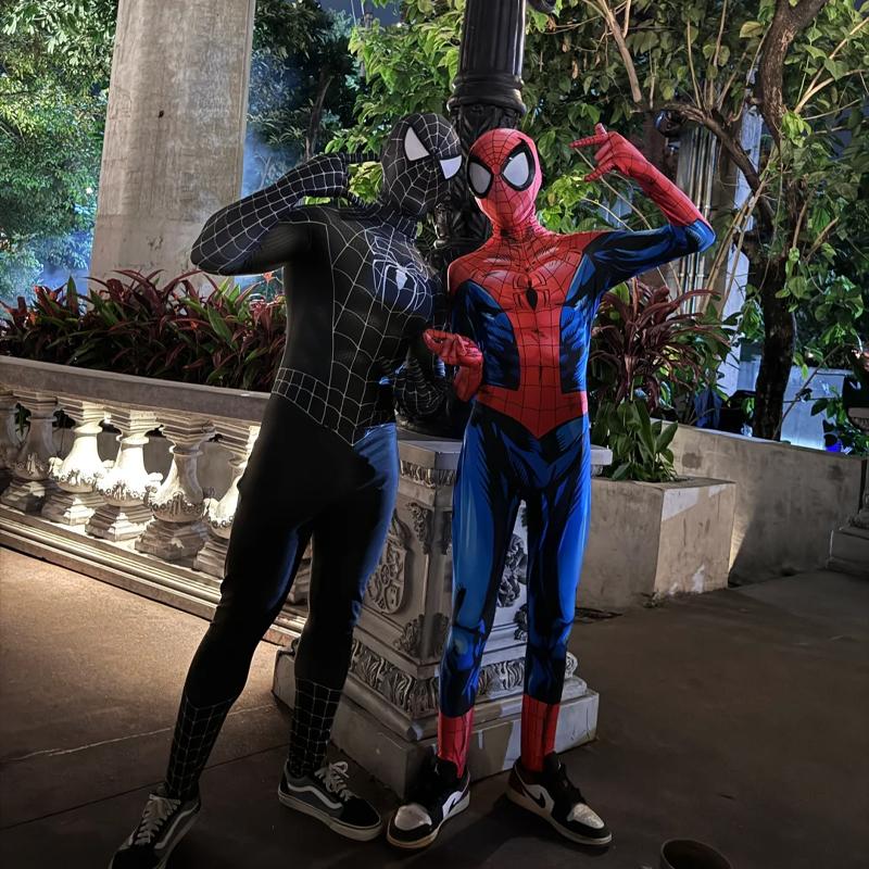 Anime Superhero Toby Black Venom Spider Man Cosplay Tight Jumpsuit Halloween Cosplay Black Spider Costume