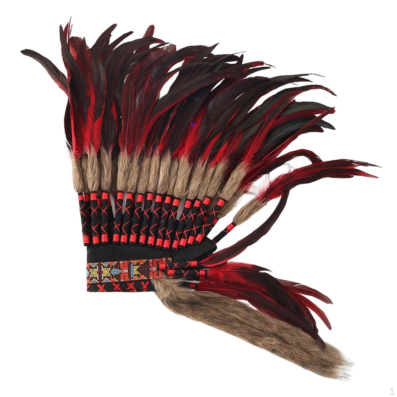 

Костюм головного убора вождя, сценический танцевальный номер, повязка на голову для взрослых Red