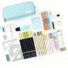 Large Capacity Pencil Case 3 Compartment Pouch Pen Bag for School Teen Girl Boy Men Women,Light Blue